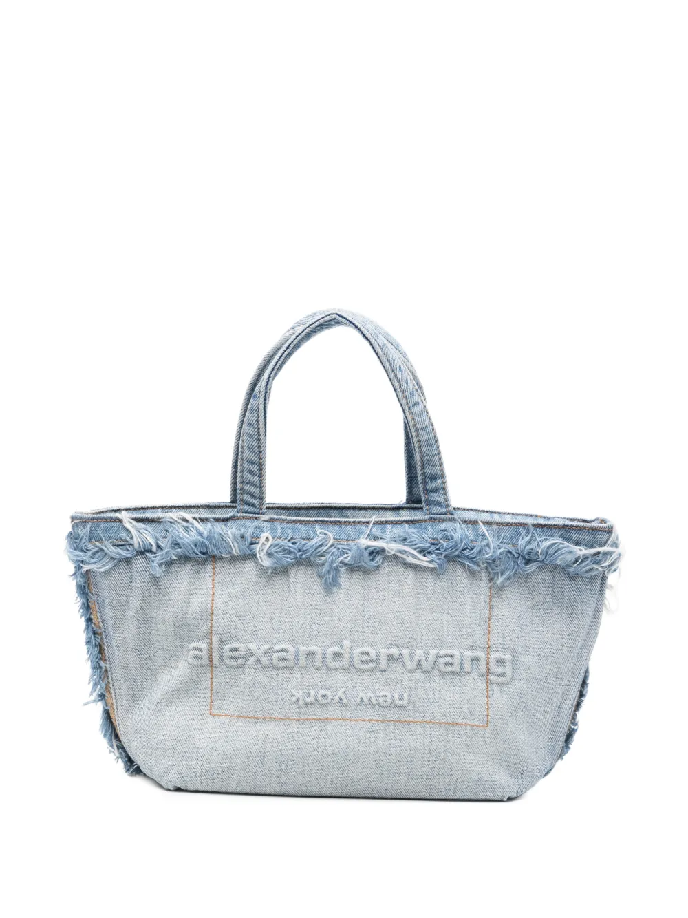 Alexander Wang small frayed-edge denim tote bag - Blue