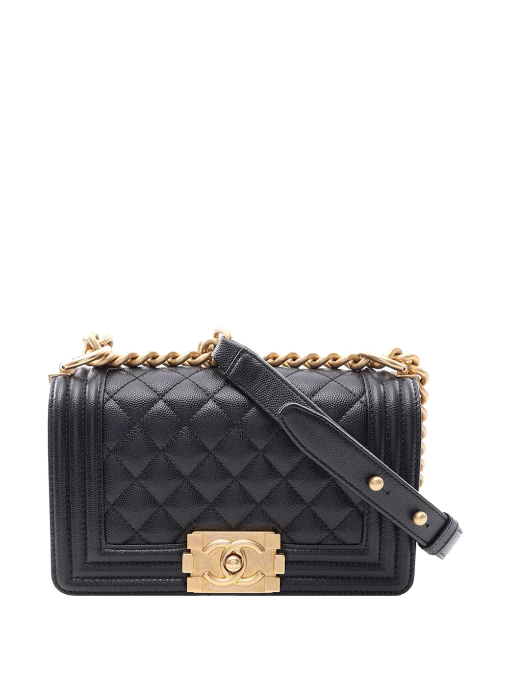 CHANEL Pre-Owned 2021 Small Quilted Caviar Boy Flap crossbody bag - Black