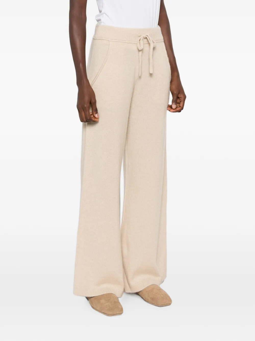 7 For All Mankind Broek met trekkoordtaille en wijde pijpen Beige
