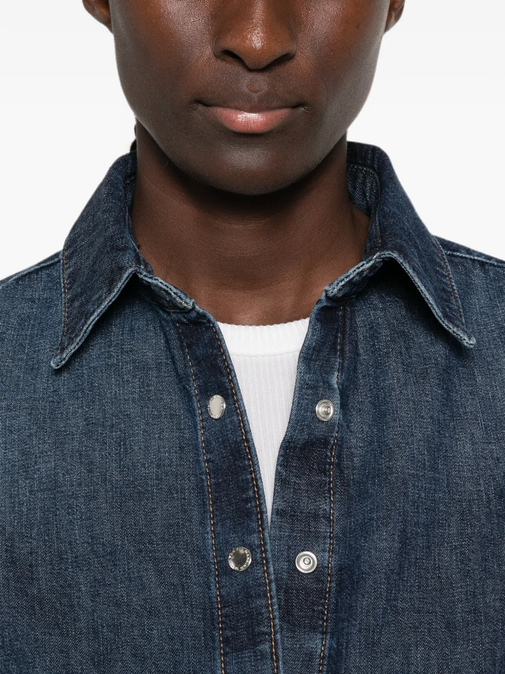7 For All Mankind Button-up denim overhemd Blauw