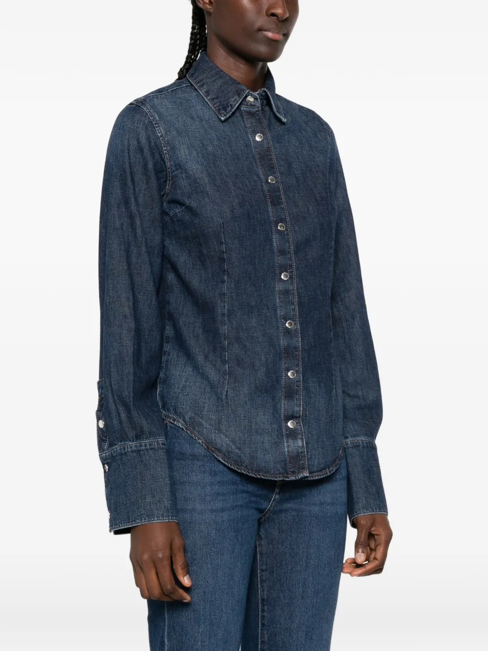 7 For All Mankind Button-up denim overhemd Blauw