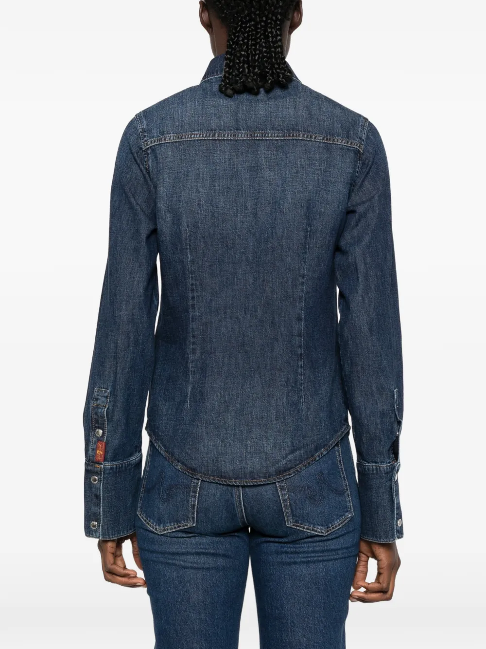 7 For All Mankind Button-up denim overhemd Blauw