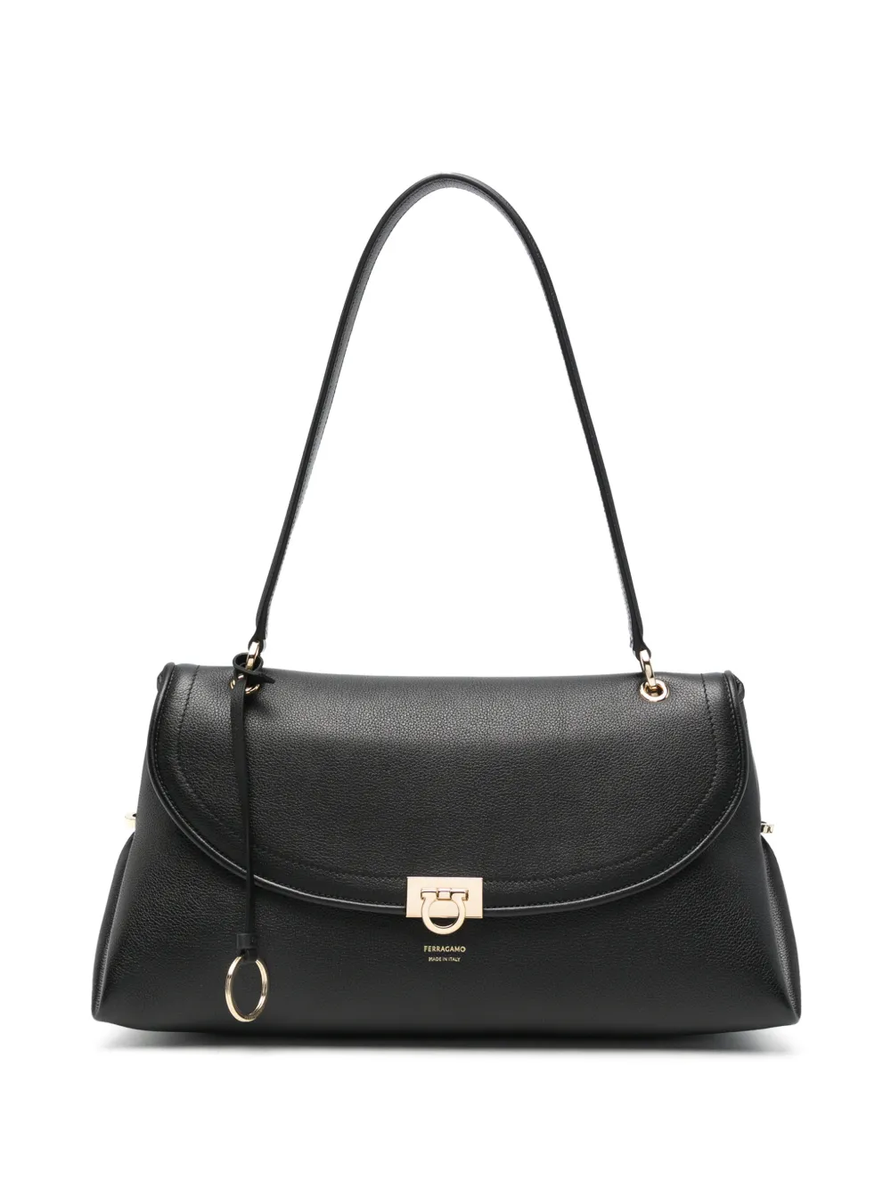 Ferragamo Gancini pebbled leather tote bag - Black