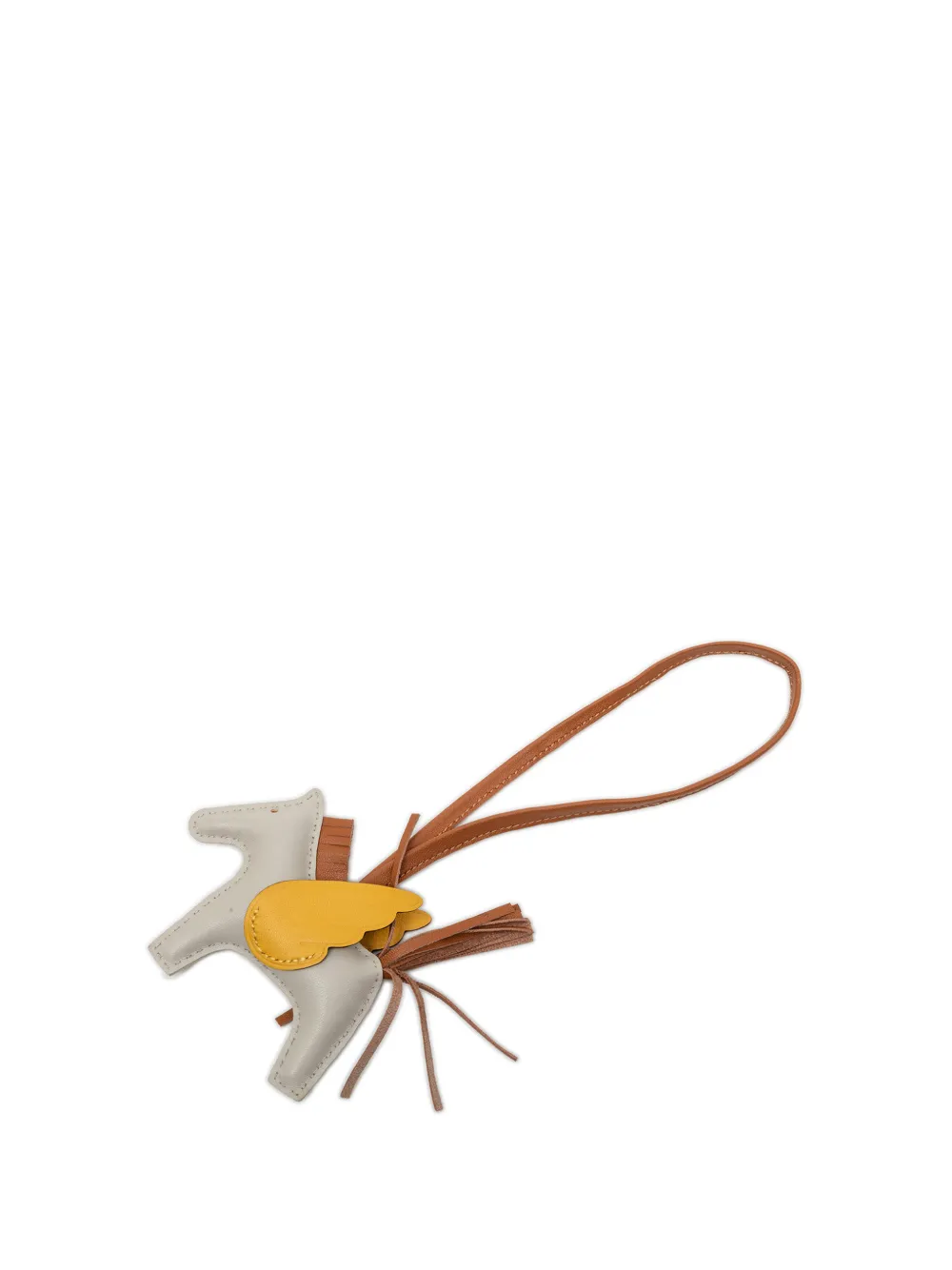 Hermès Pre-Owned 2022 Milo Lambskin and Swift Grigri Rodeo Pegase Bag Charm PM key chain - Marrone