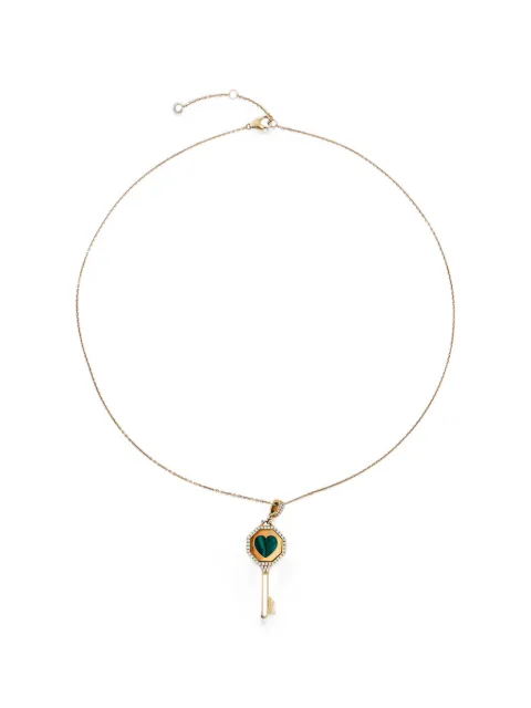 Falamank malachite heart-pendant necklace