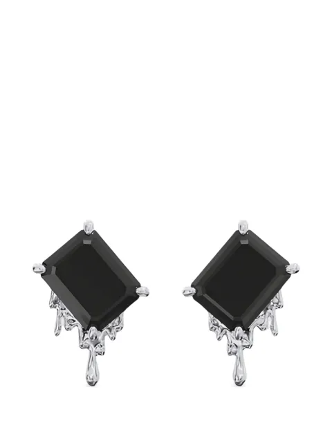 SAPFIRA aretes Fiery 03 en plata de ley con detalle de ónix