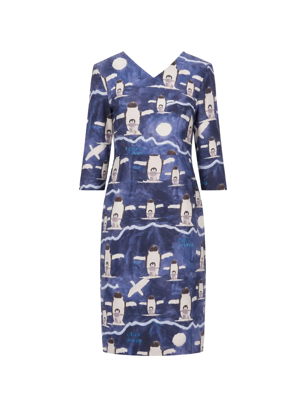 Laura Urbinati penguin-print V-neck midi dress
