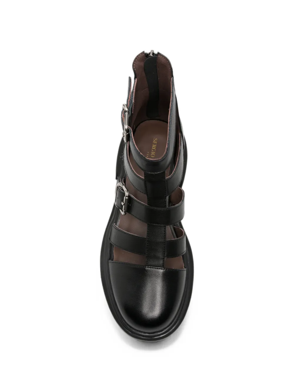 SERGIO MORETTI FIRENZE buckle-fastening caged sandals Zwart