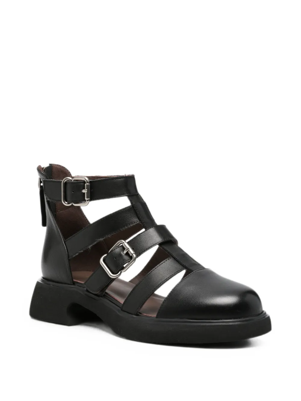 SERGIO MORETTI FIRENZE buckle-fastening caged sandals Zwart