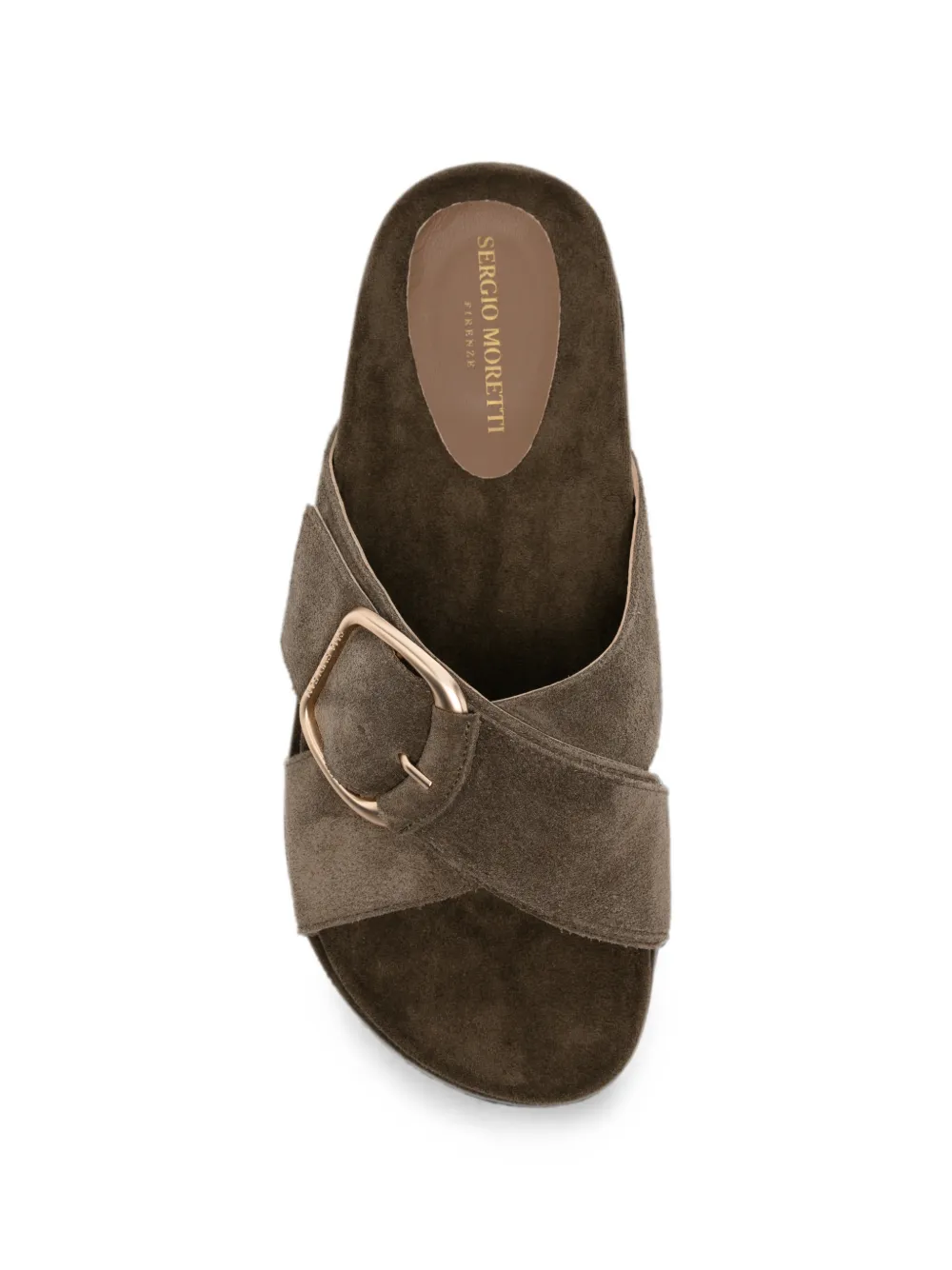SERGIO MORETTI FIRENZE buckle-fastening crossover sandals Groen