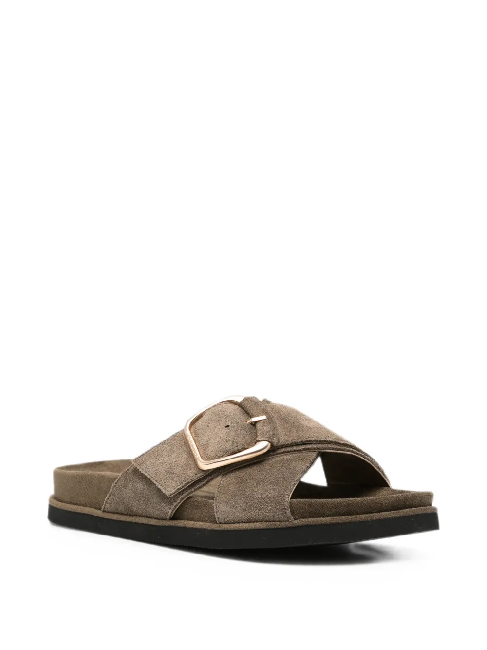 SERGIO MORETTI FIRENZE buckle-fastening crossover sandals Groen