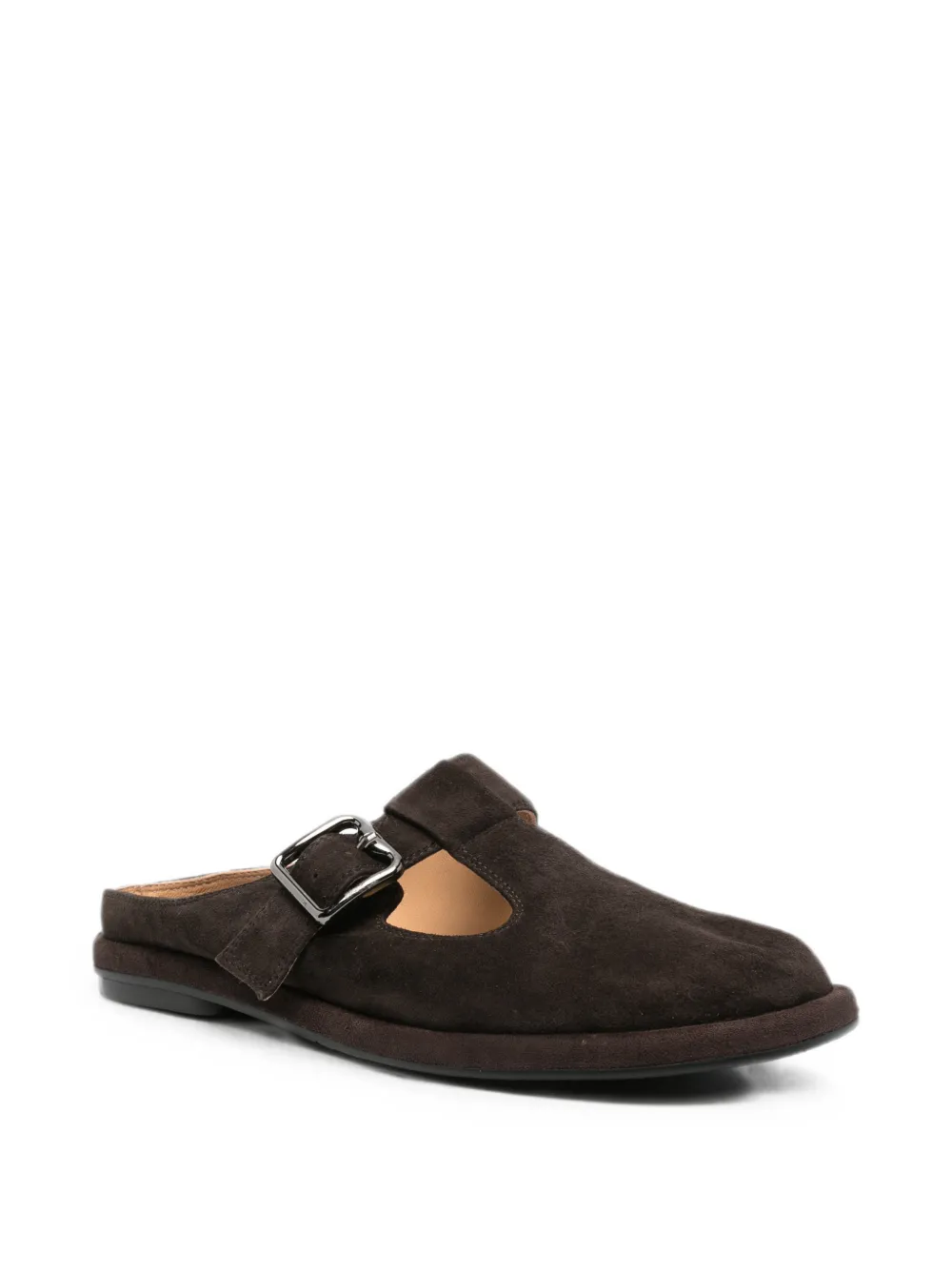 SERGIO MORETTI FIRENZE buckle-fastening suede slippers Bruin