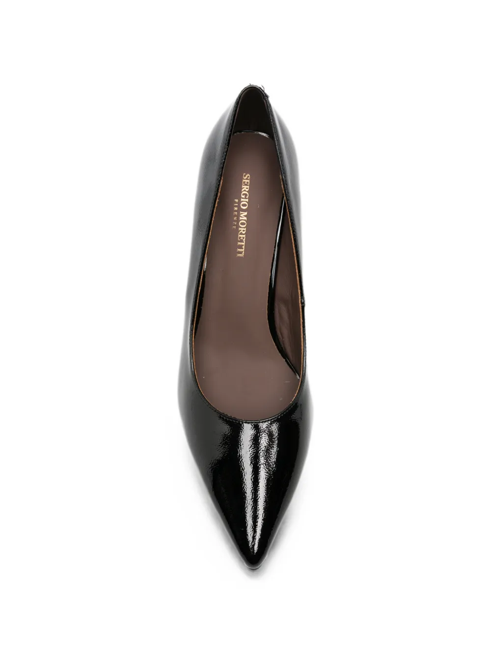 SERGIO MORETTI FIRENZE patent-finish pointed-toe pumps Zwart