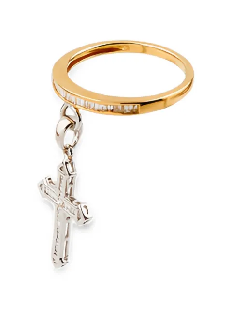 Adelya Jewellery diamond embellished cross-charm rings
