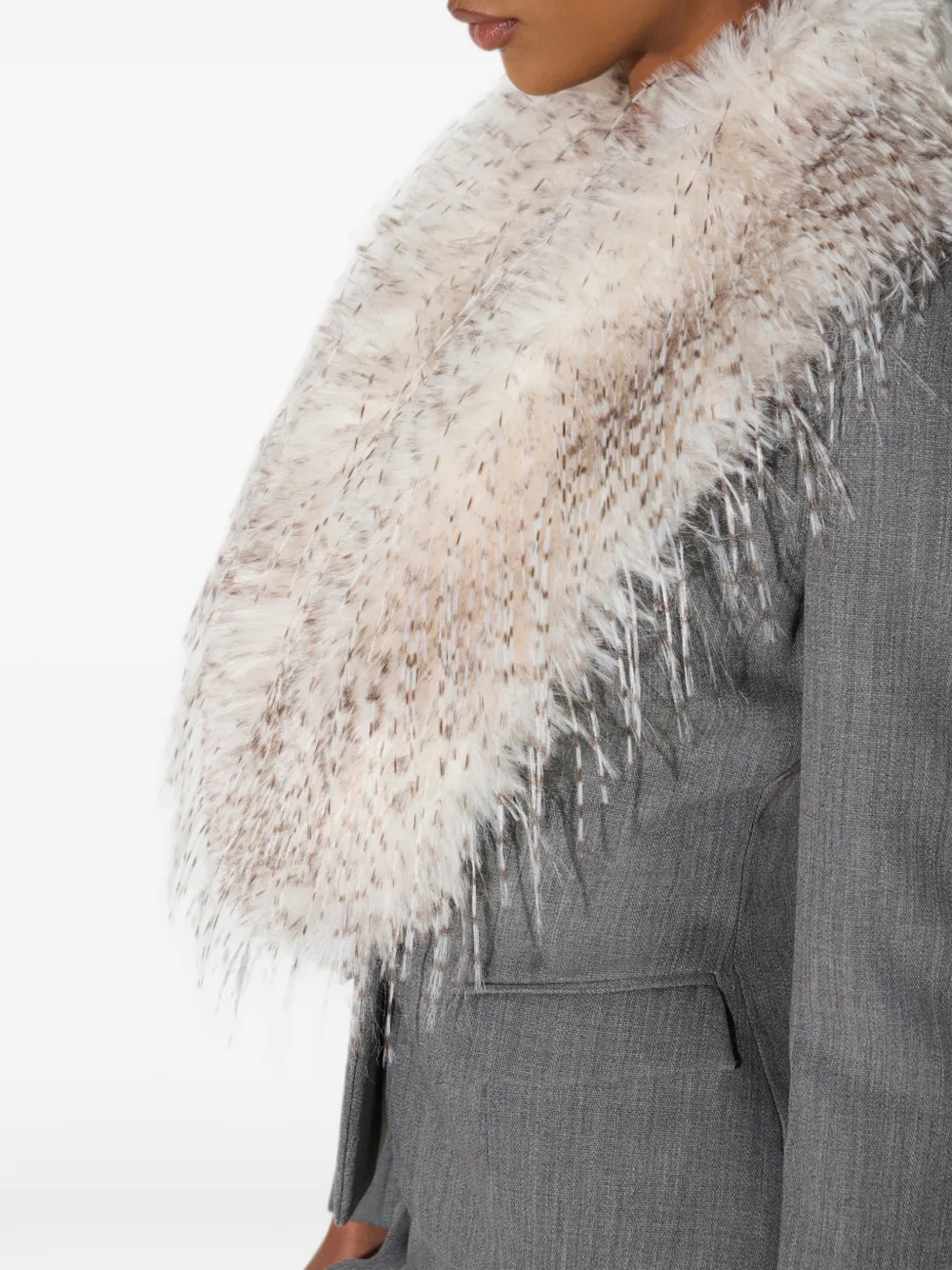 Elisabetta Franchi Wollen jack met kraag met bont-effect Grijs