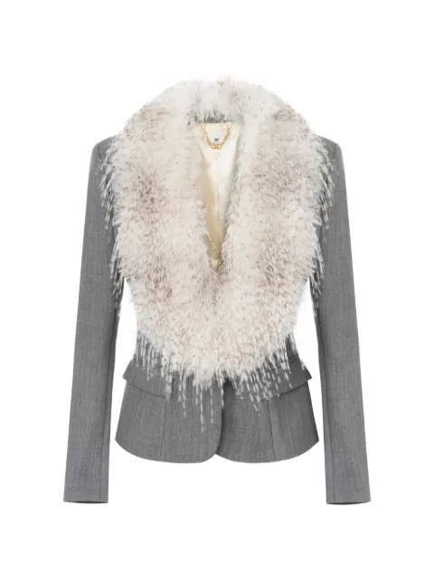 Elisabetta Franchi Wolljacke mit Kragen in Pelzoptik