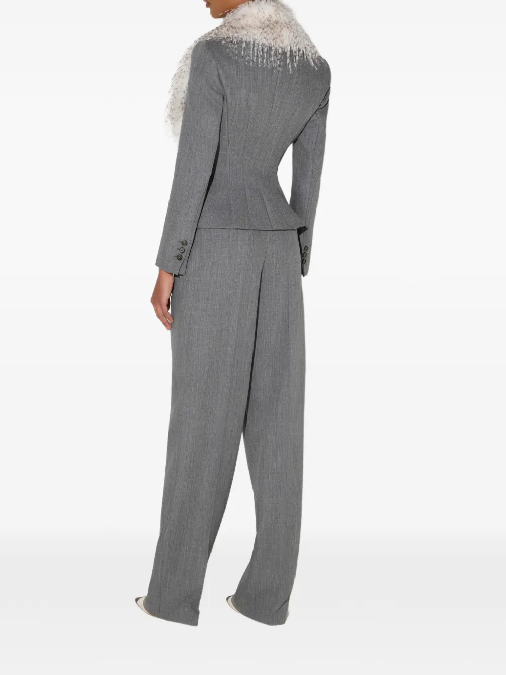 Elisabetta Franchi Wollen jack met kraag met bont-effect Grijs