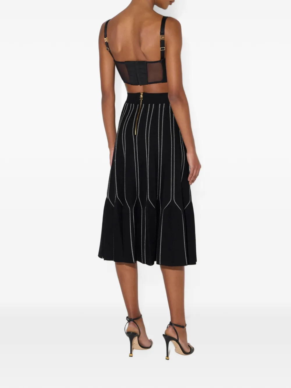 Elisabetta Franchi Cool wollen en tulen top Zwart