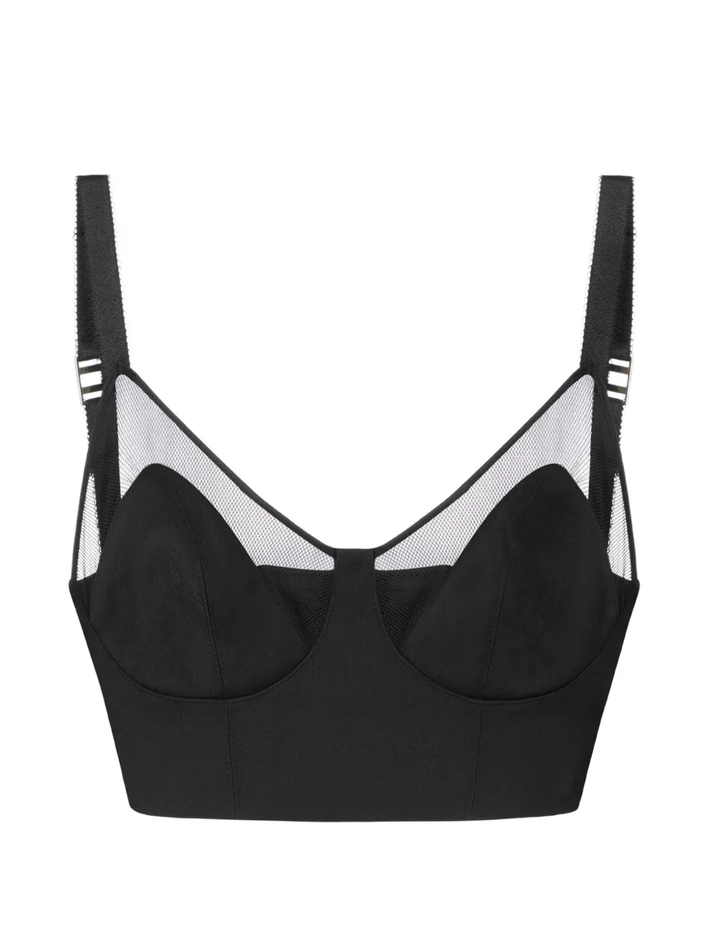 Elisabetta Franchi Top Cool in lana e tulle - Nero