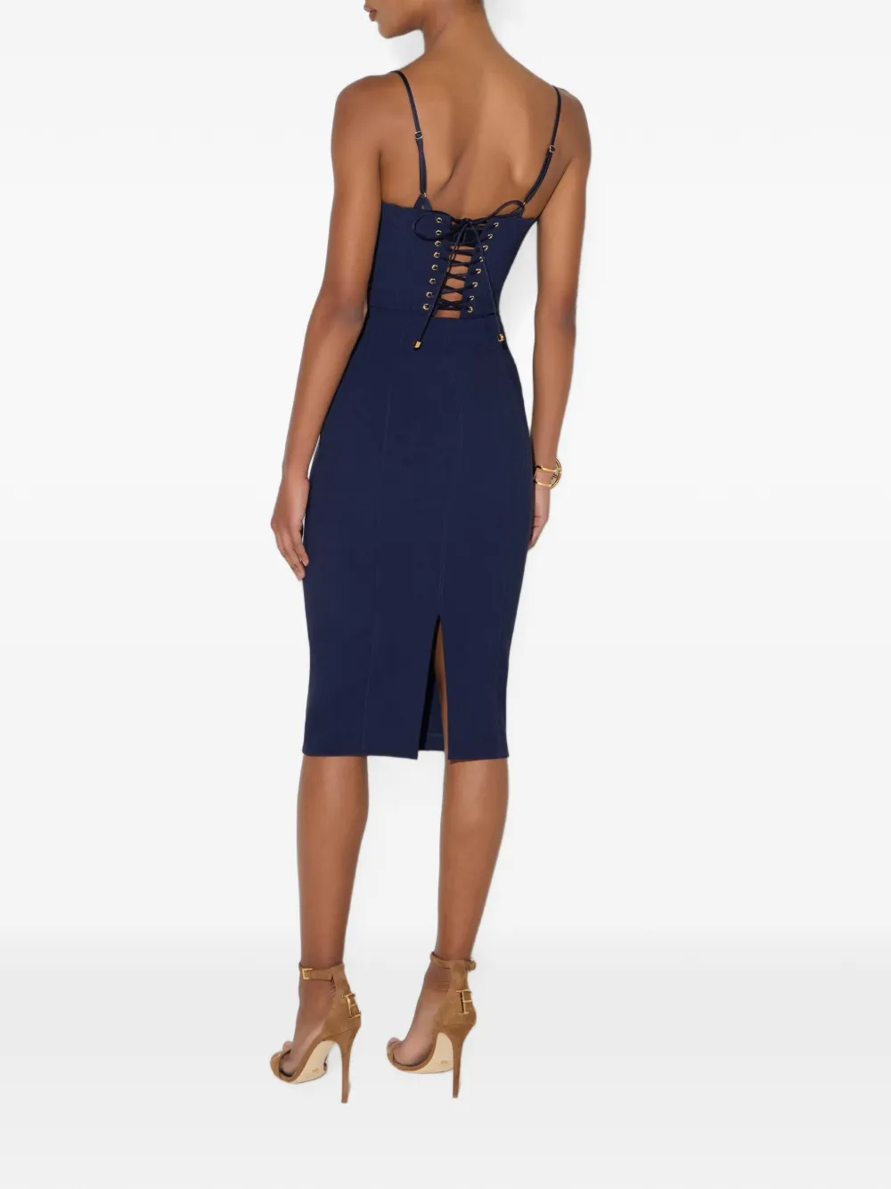 Elisabetta Franchi Bustier jurk van lichtgewicht crêpe en satijn Blauw
