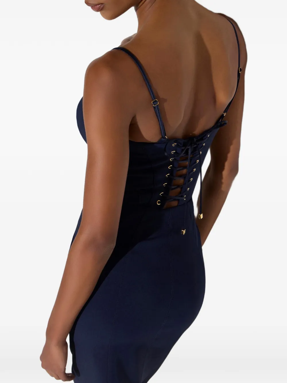 Elisabetta Franchi Bustier jurk van lichtgewicht crêpe en satijn Blauw