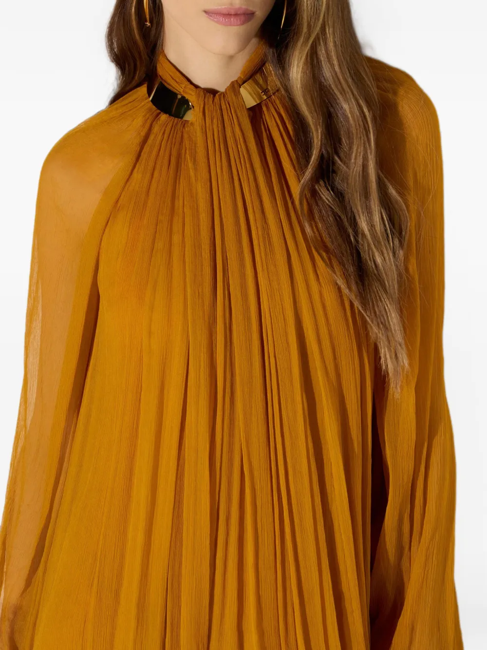 Elisabetta Franchi Red Carpet crêpon jurk met verfraaide kraag Geel