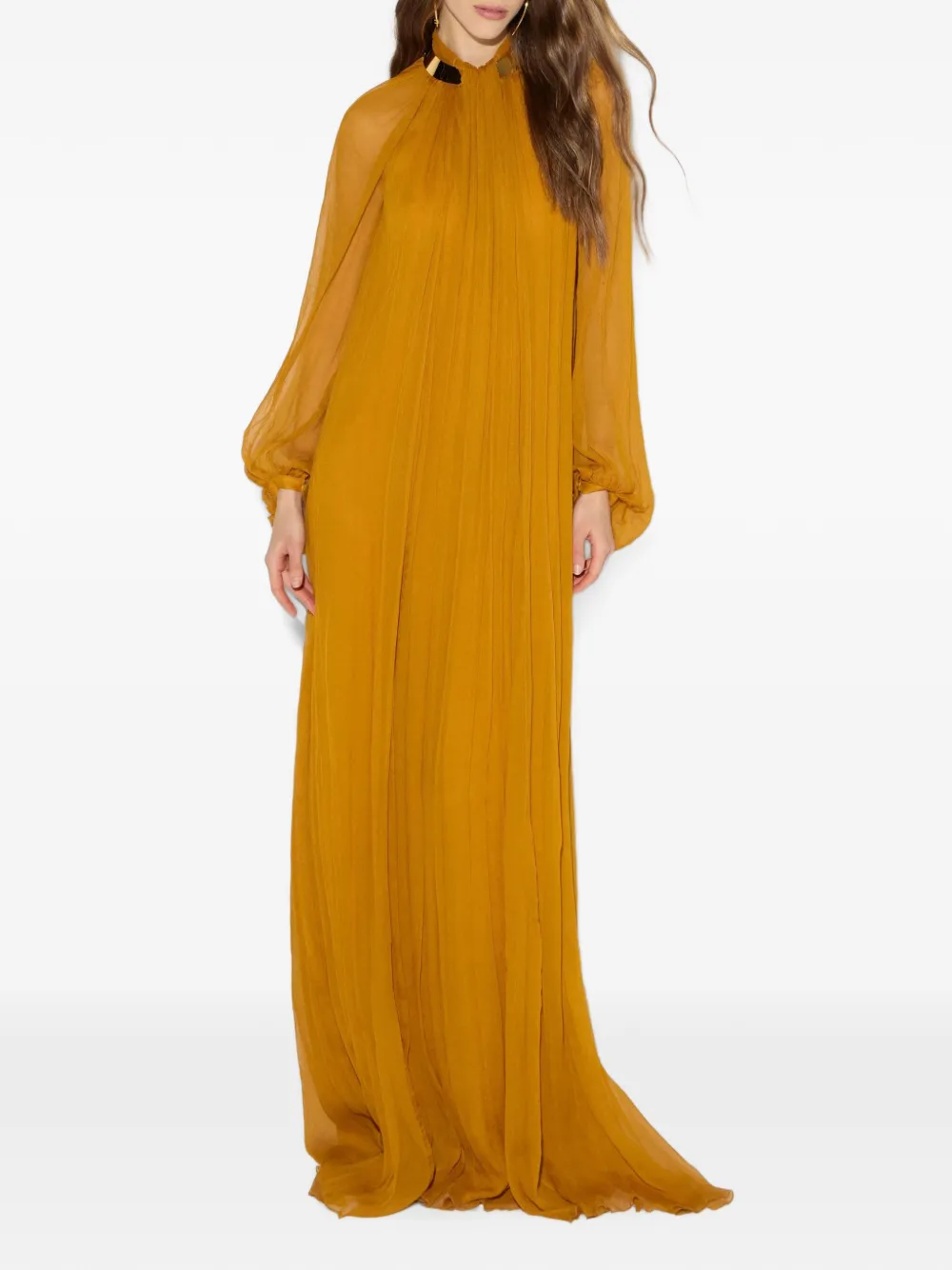 Elisabetta Franchi Red Carpet crêpon jurk met verfraaide kraag Geel