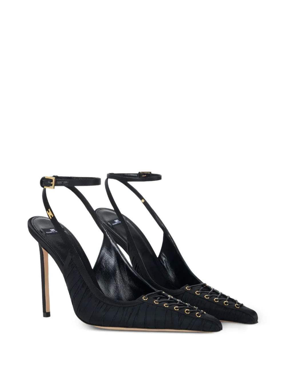 Elisabetta Franchi Sandalen van nappaleer met gekruiste veters Zwart