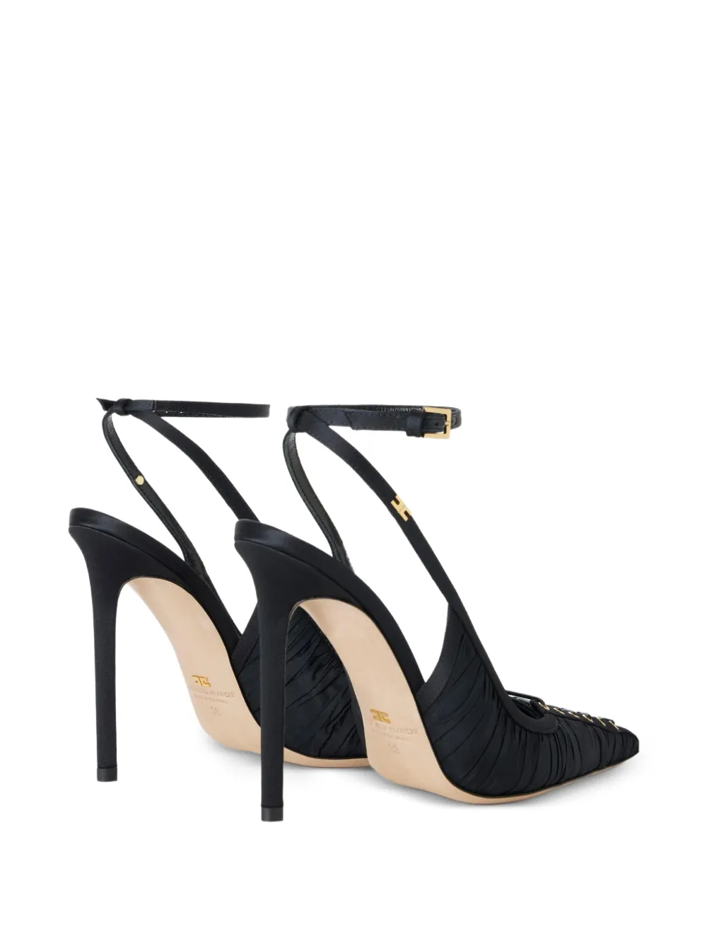 Elisabetta Franchi Sandalen van nappaleer met gekruiste veters Zwart