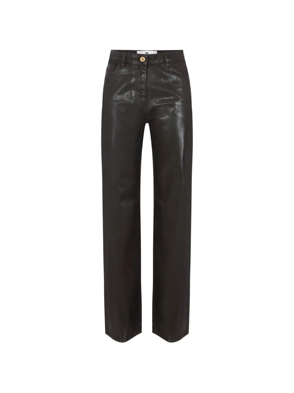 Elisabetta Franchi Jeans ampi con effetto laminato - Marrone