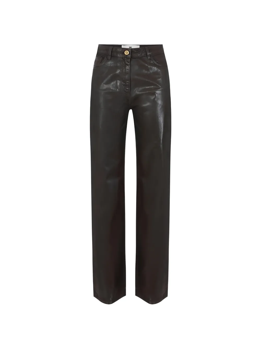 Elisabetta Franchi Jeans ampi con effetto laminato - Marrone