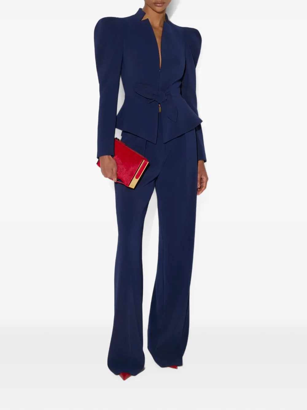 Elisabetta Franchi Lichtgewicht crêpe jack met strik Blauw