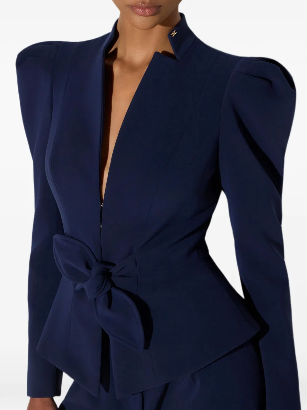Elisabetta Franchi Lichtgewicht crêpe jack met strik Blauw