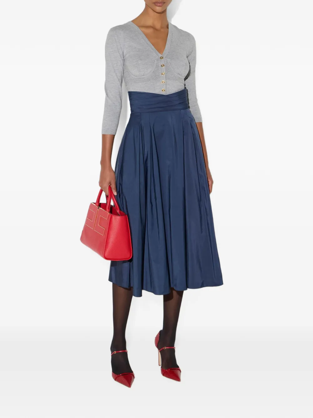 Elisabetta Franchi Taffeta voile rok Blauw