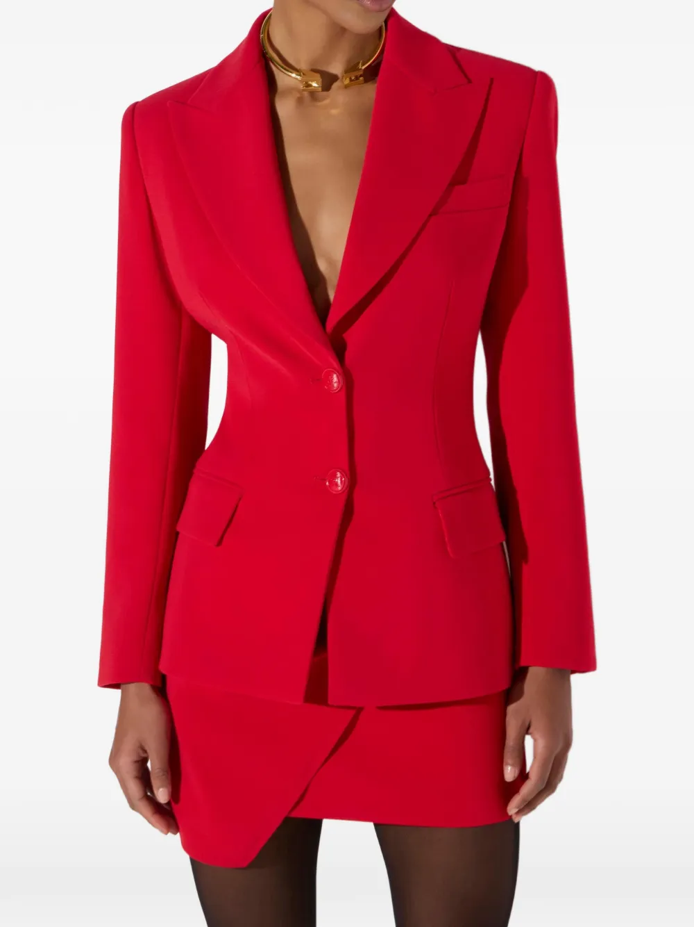 Elisabetta Franchi Lichtgewicht crêpe jack met veters Rood