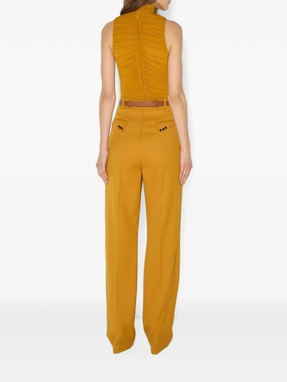 Elisabetta Franchi Body met ruches en verfraaide kraag Geel