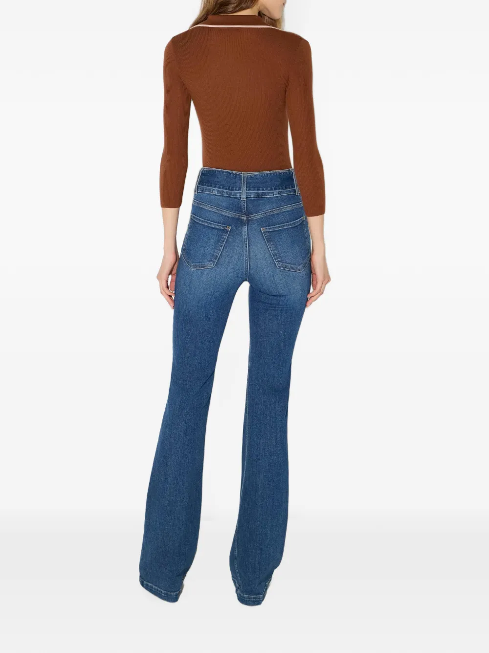 Elisabetta Franchi Ribgebreid poloshirt Bruin