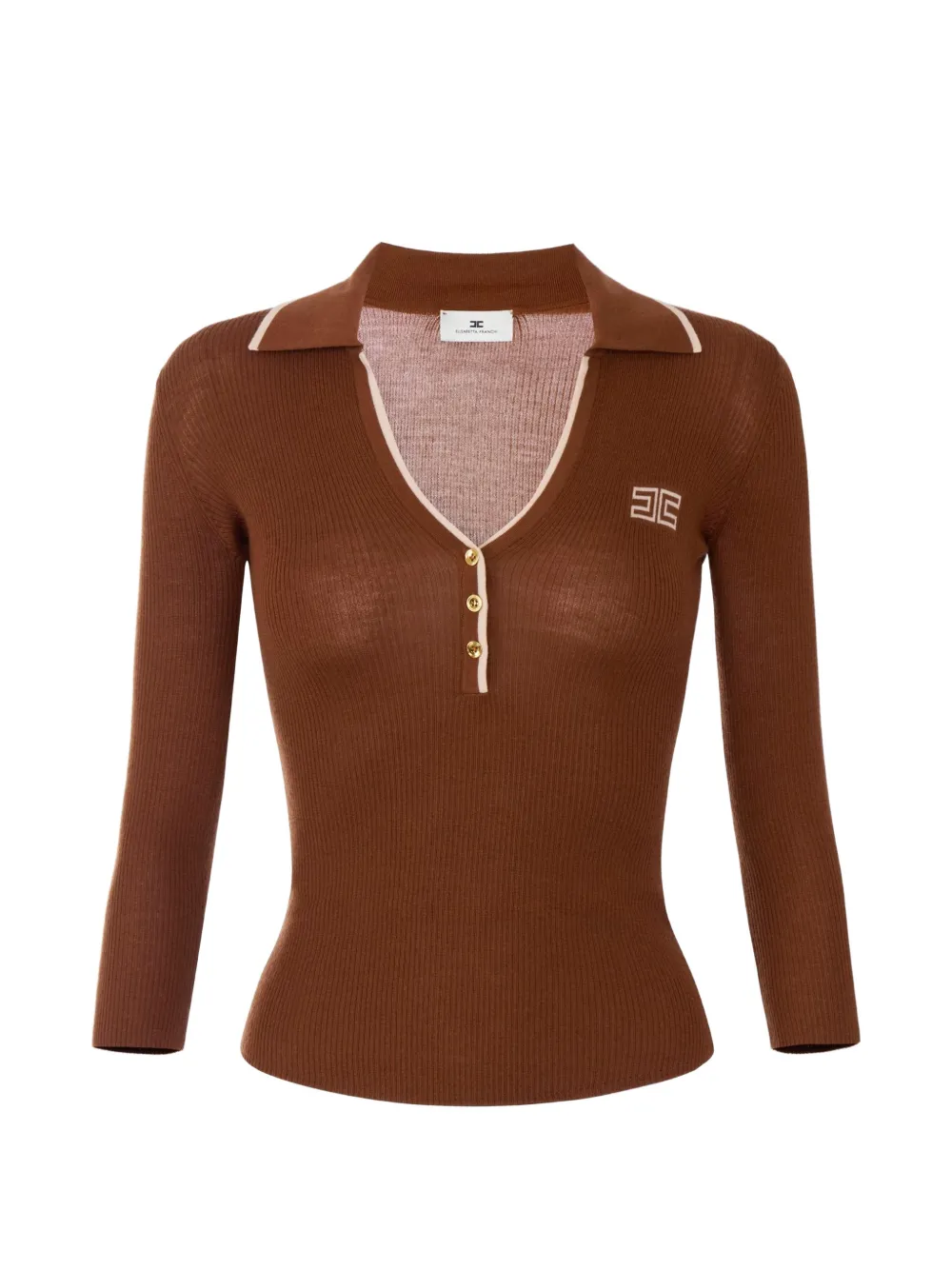 Elisabetta Franchi ribbed-knit polo shirt - Marrone