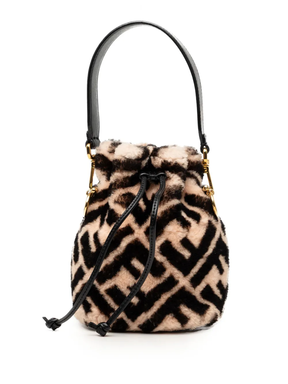 Fendi Pre-Owned 2010-2026 Mini Zucca Shearling Mon Tresor bucket bag - Neutrals