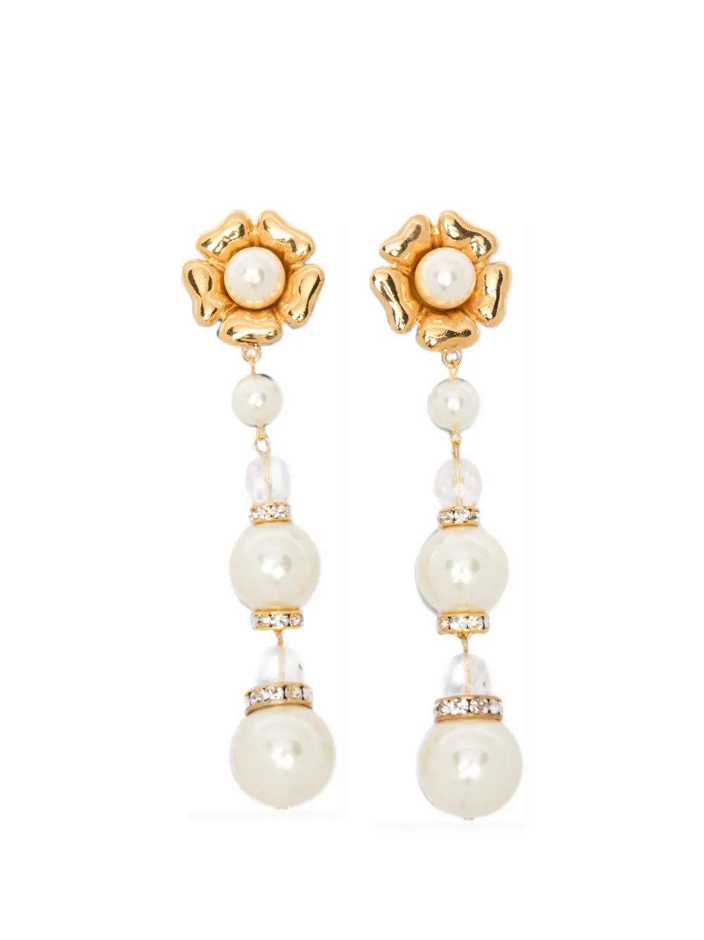 Alessandra Rich faux-pearl drop earrings - Gold
