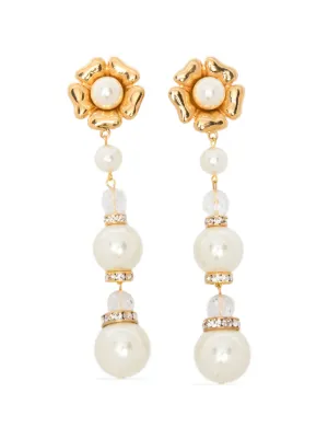 Dolce & Gabbana DGロゴ クリスタル＆パール ドロップピアス