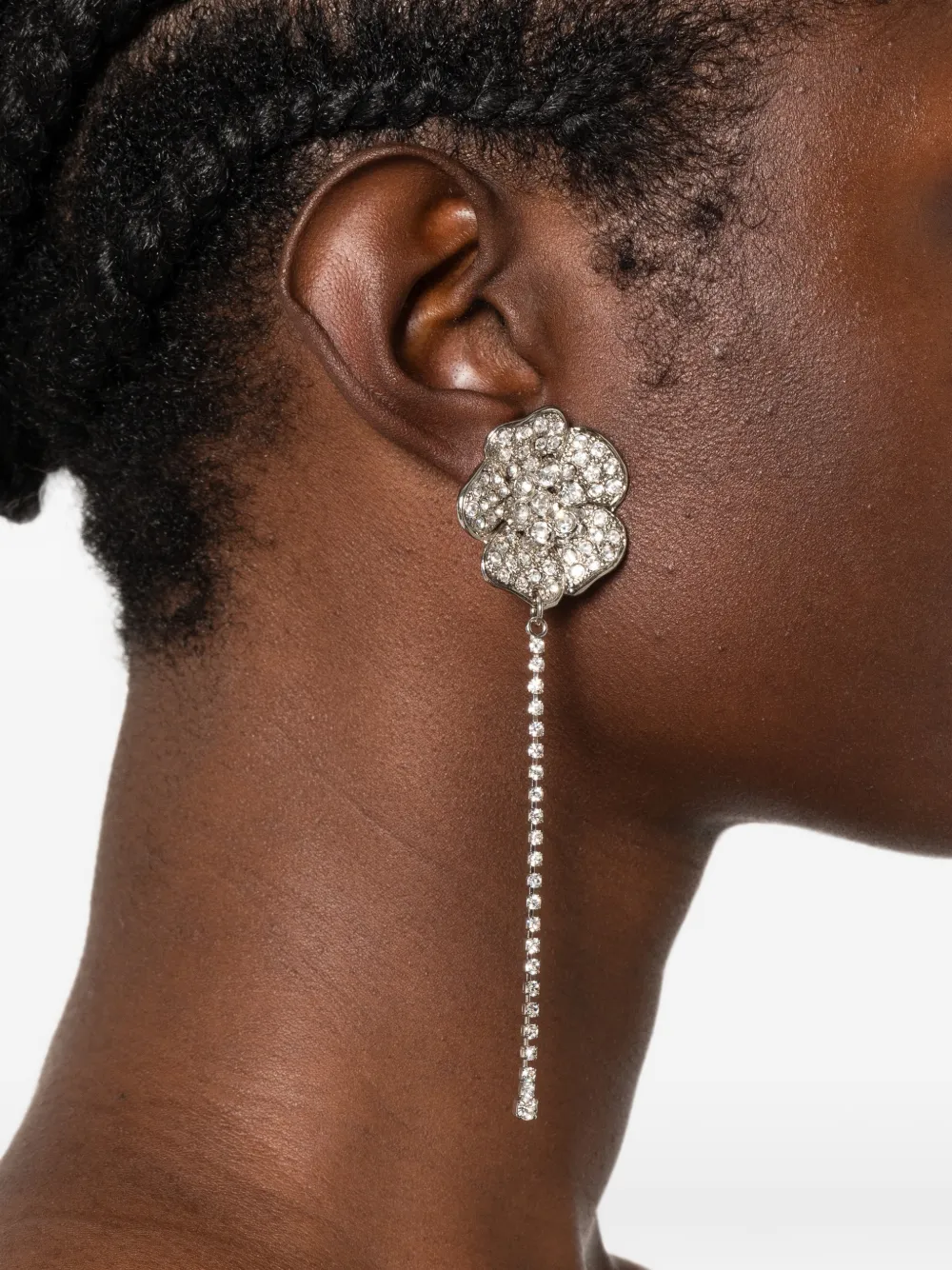 Alessandra Rich Floral-motif Earrings in Silver, view 2