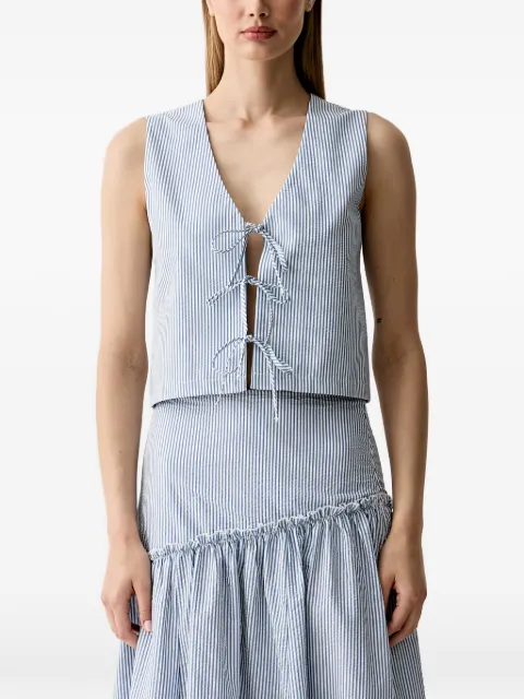 Benetton striped tie-fastening sleeveless blouse