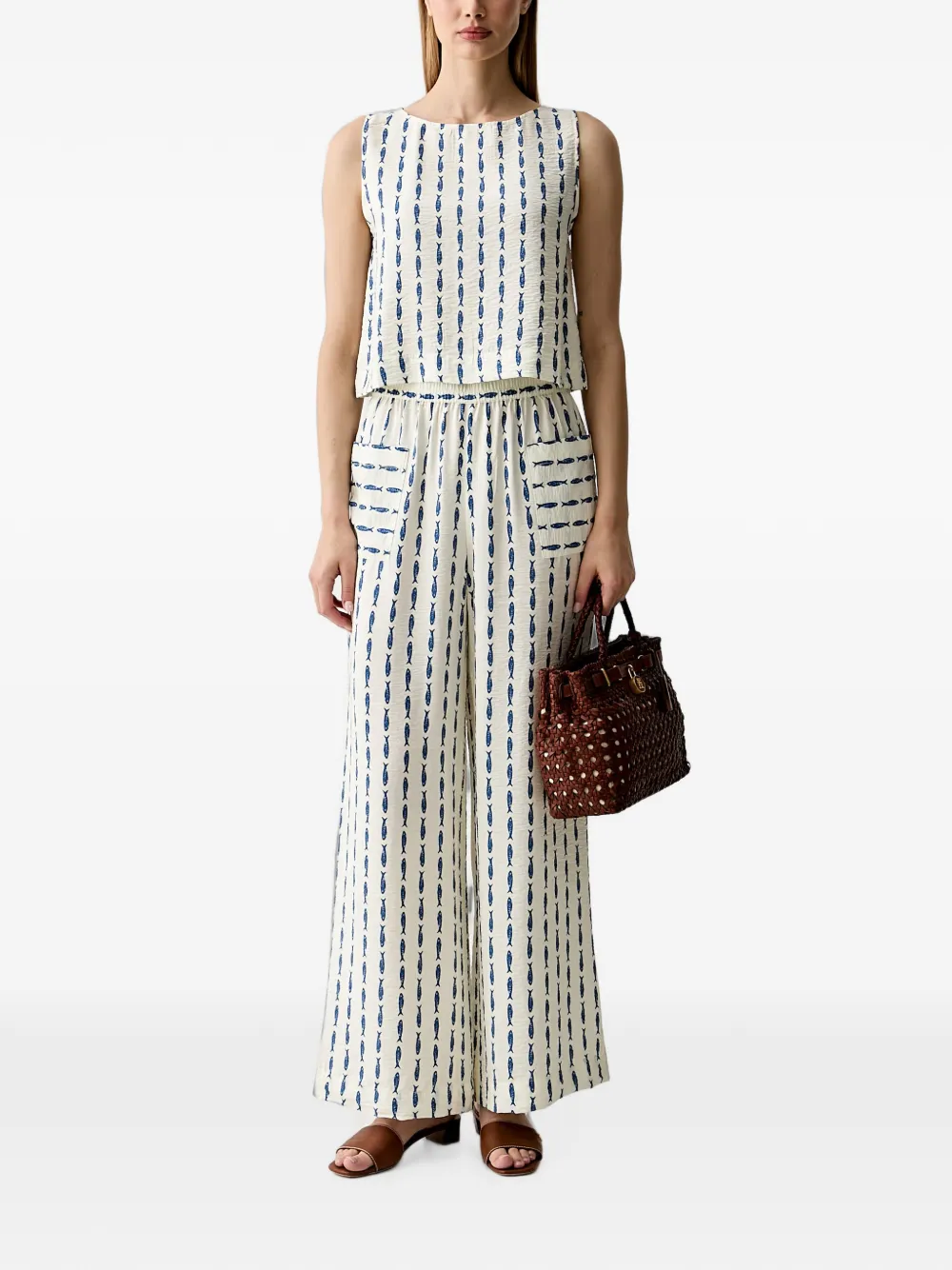 Benetton fish-striped palazzo pants