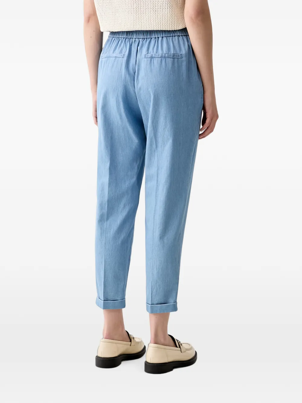 Benetton Broek met toelopende pijpen en elastische tailleband Blauw