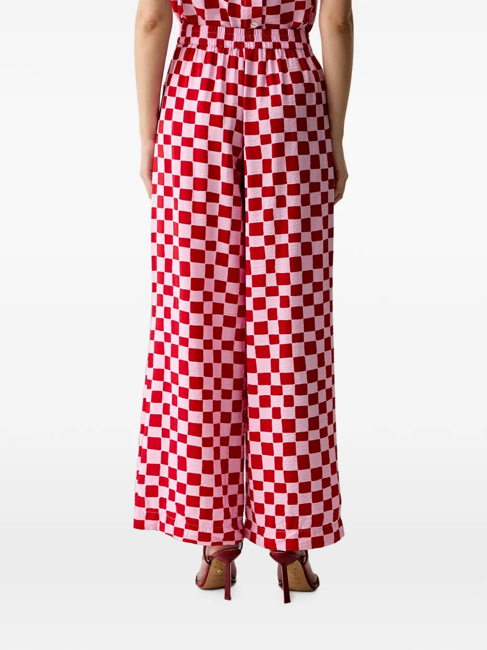 Benetton Palazzo broek met geruite print Rood