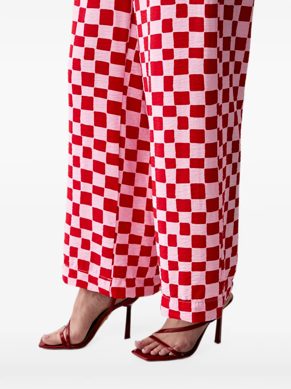 Benetton Palazzo broek met geruite print Rood