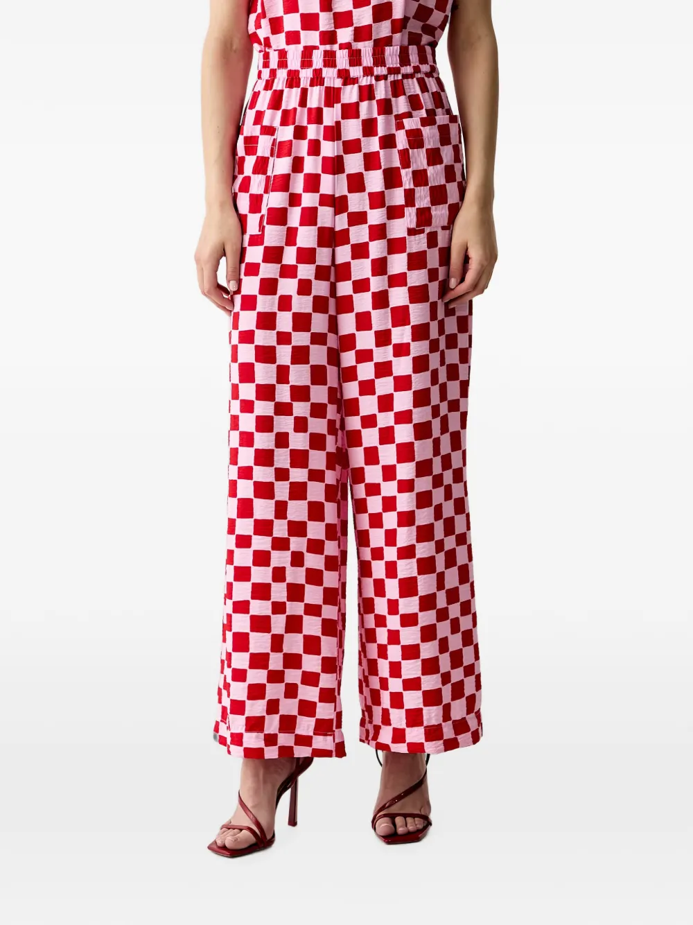 Benetton checkerboard-print palazzo pants