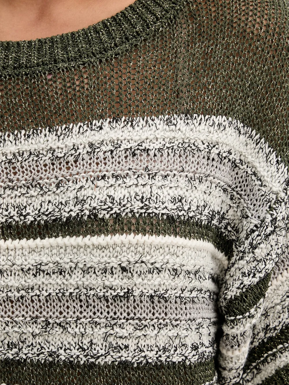 Benetton Gestreepte cropped trui met korte mouwen Groen