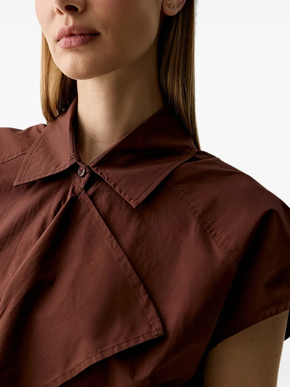 Benetton Mouwloze midi-blousejurk met gestrikte ceintuur Bruin